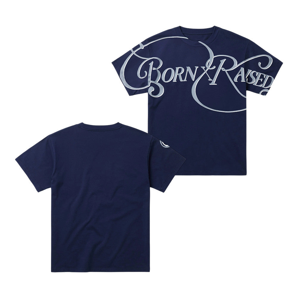 Born x Raised Merch Jumbo Script T-Shirt Navy Shirt Apparel Great Gifts For Basketball Fans - Foxy23shop
