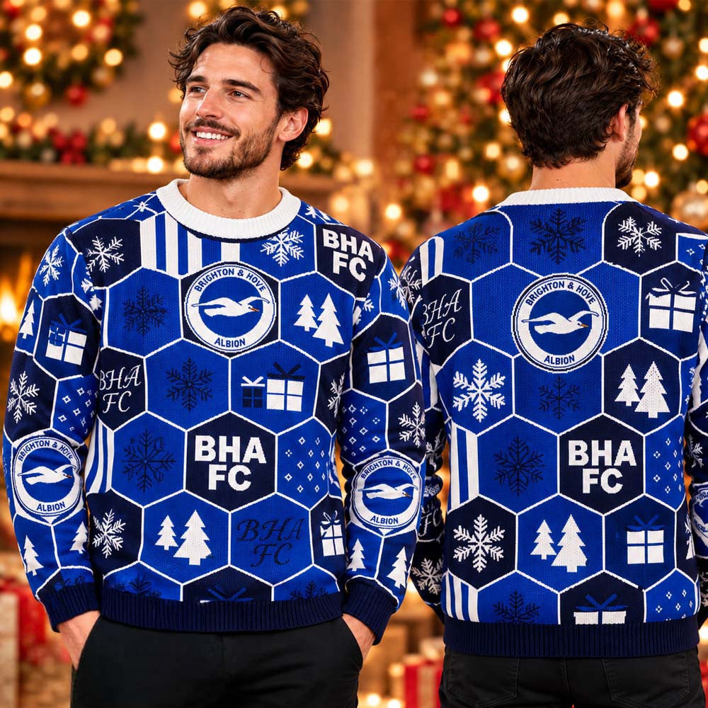 Brighton And Hove Albion Merch Holiday BHAFC Scramble Christmas Ugly Sweater Xmas Gifts For Fans - Foxy23shop