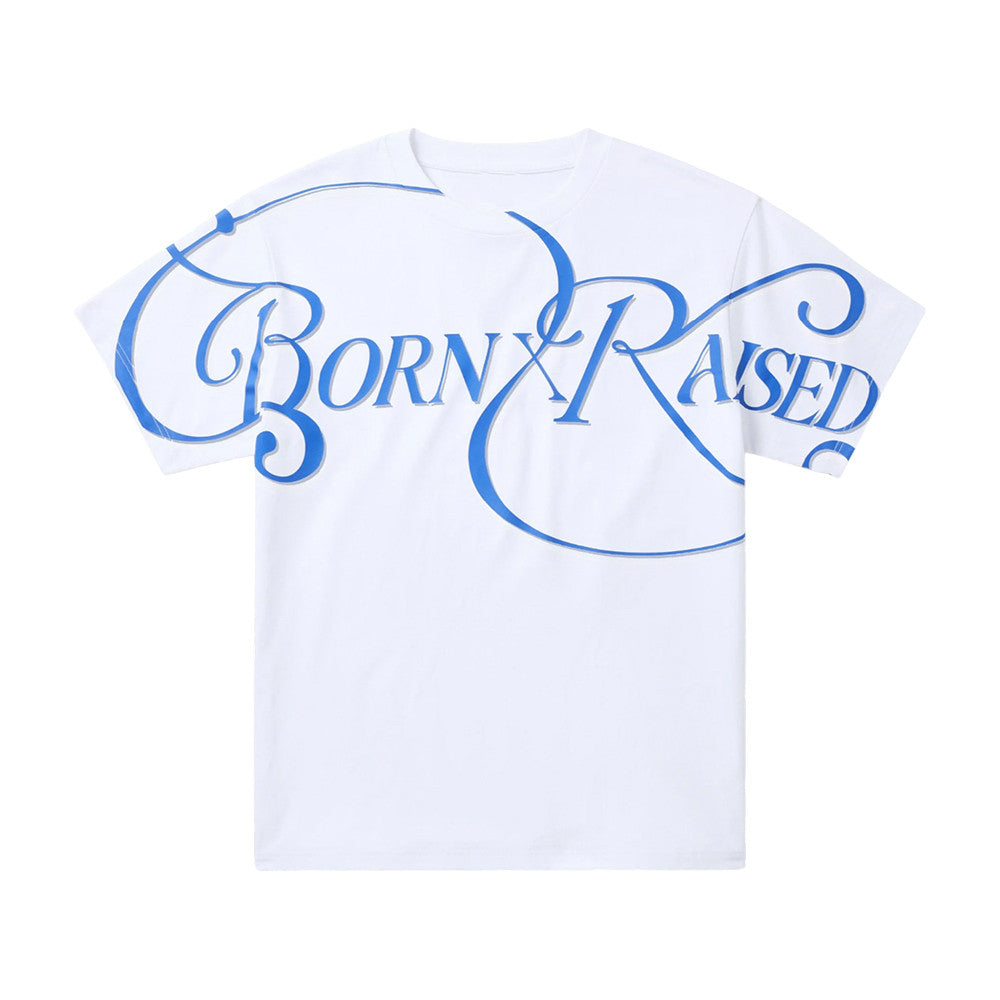 Born x Raised Merch Jumbo Script T-Shirt White Shirt Apparel Great Gifts For Basketball Fans - Foxy23shop