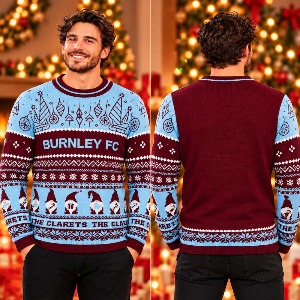 Burnley FC Xmas Jumper Gnome Wrap Christmas Ugly Sweater Burnley FC Merch Soccer Lover Gifts - Foxy23shop
