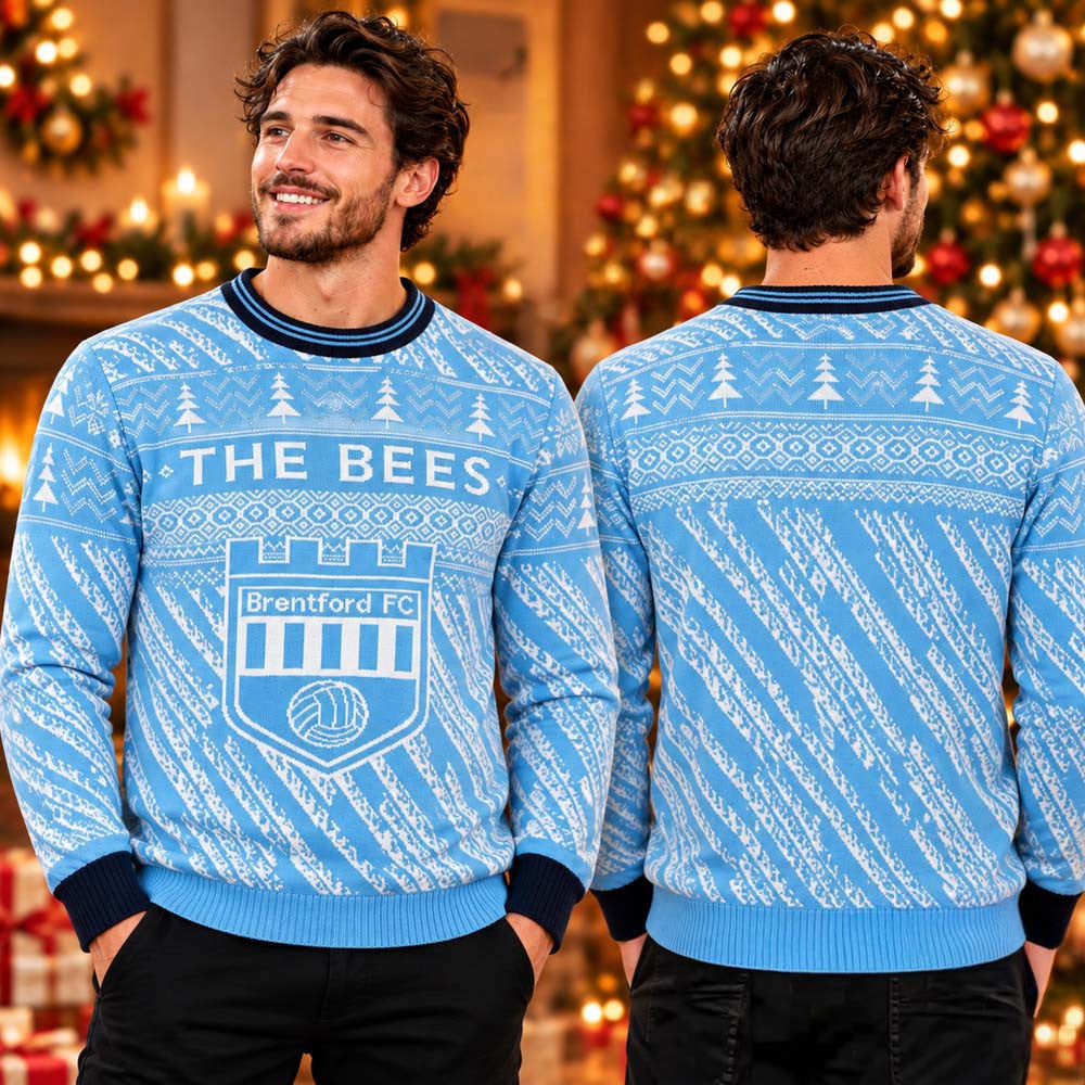 Brentford Castle Crest Retro Christmas Jumper Ugly Sweater Brentford Merch Soccer Lover Gifts - Foxy23shop