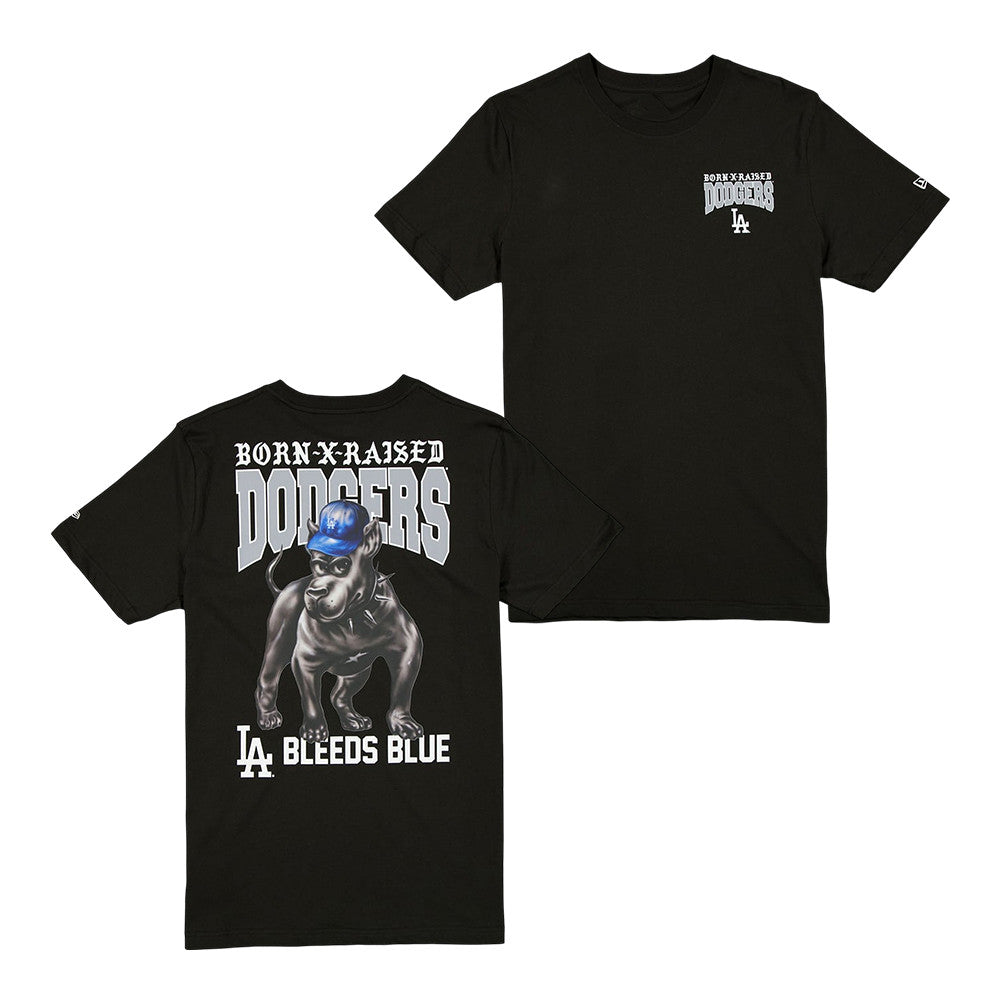 Born x Raised Merch Los Angeles Dodgers New Era Born X Raised Black Bleeds Blue T-Shirt Gift For Him - Foxy23shop