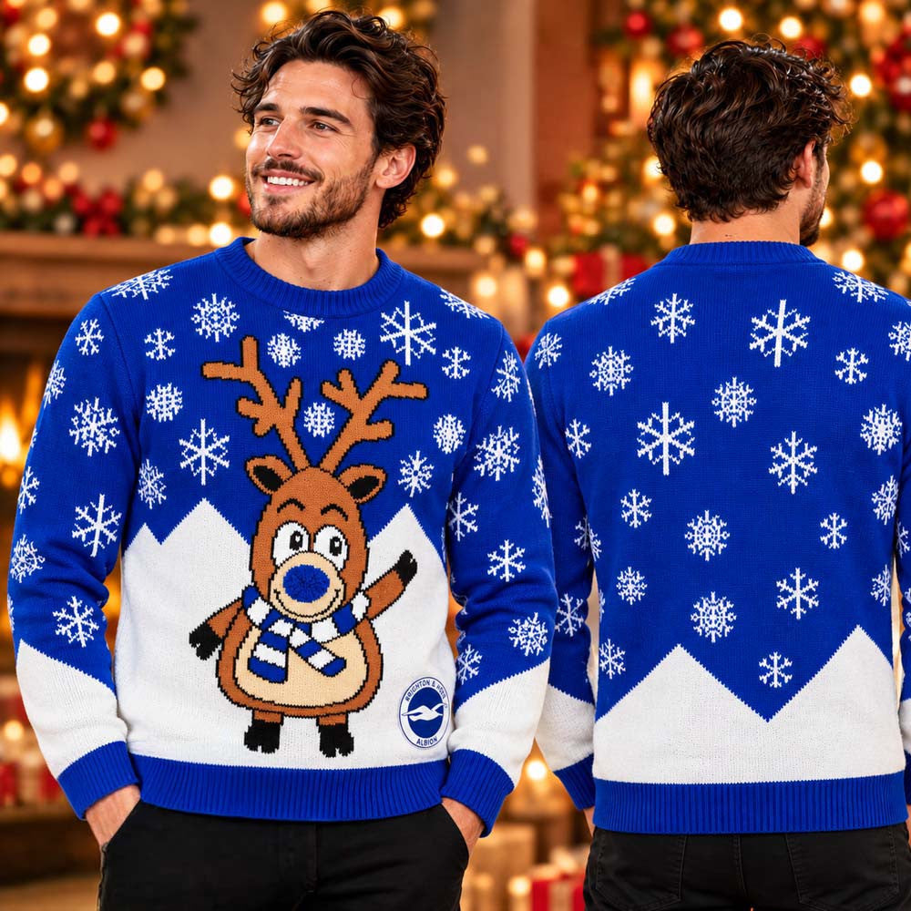 Brighton And Hove Albion BHAFC Reindeer Jumper Christmas Ugly Sweater Christmas Gifts For Soccer Lover - Foxy23shop