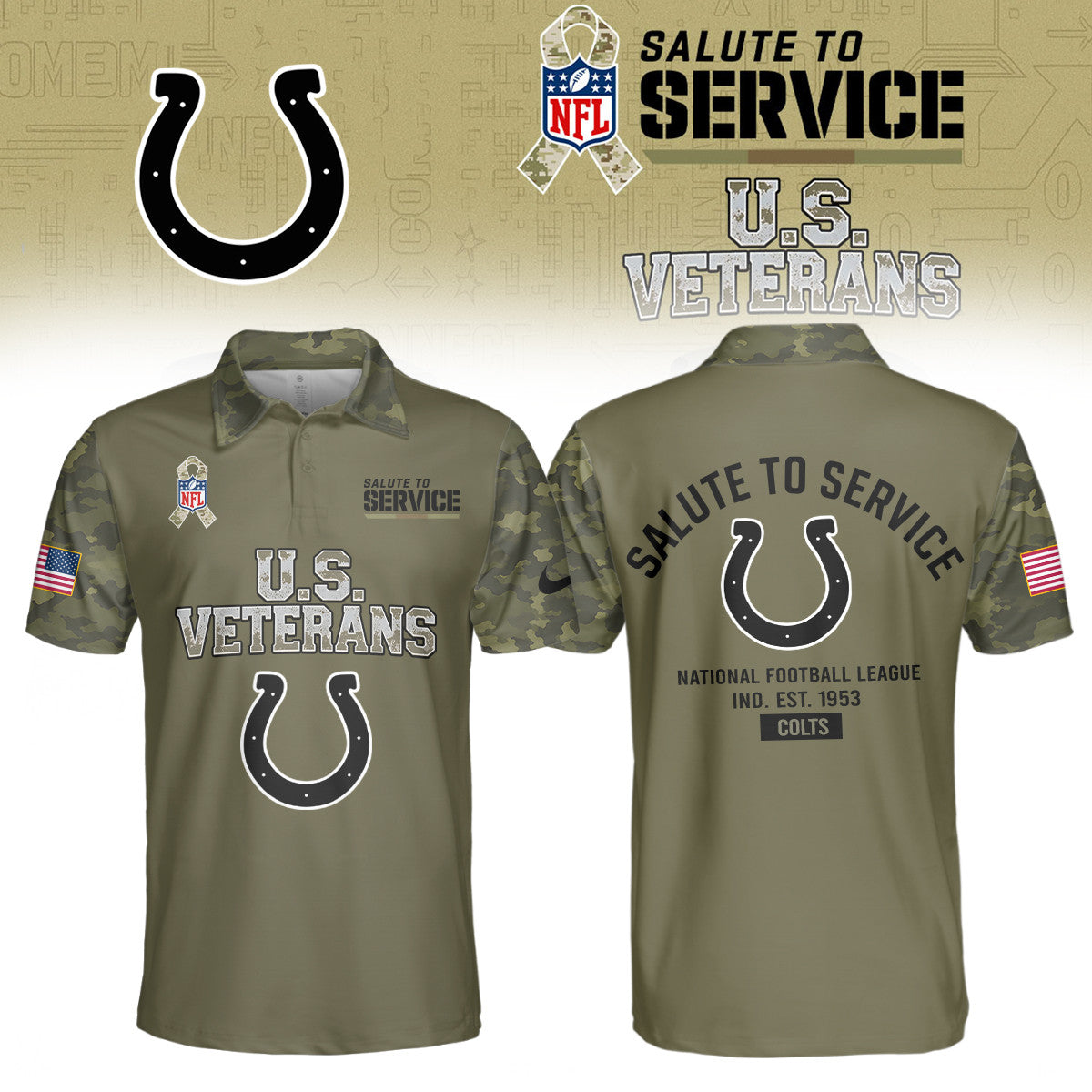 Indianapolis Colts Merch NFL 2026 Salute To Service Polo Shirt Presents For Football Fans - Foxy23shop