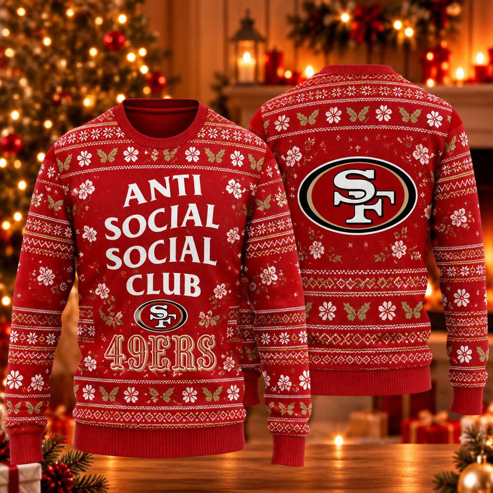 San Francisco 49ers Xmas Anti Social Social Club 2026 Ugly Christmas Sweater Xmas Gifts For For Fans - Foxy23shop
