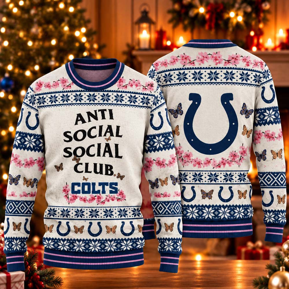 Indianapolis Colts X Anti Social Social Club ASSC 2026 NFL Season Ugly Christmas Sweater Fan Gear - Foxy23shop