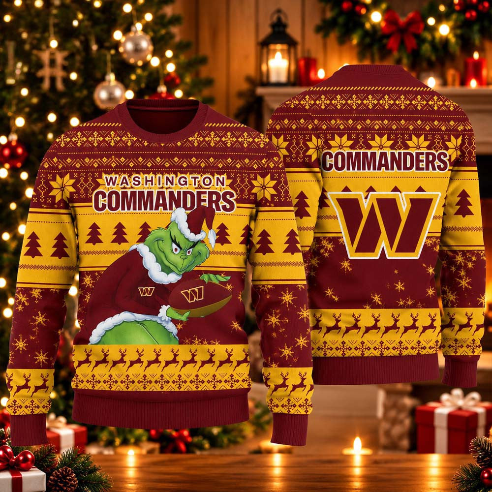 Washington Commanders Grinch 2026 Ugly Christmas Sweater Xmas Gifts For Football Lovers - Foxy23shop