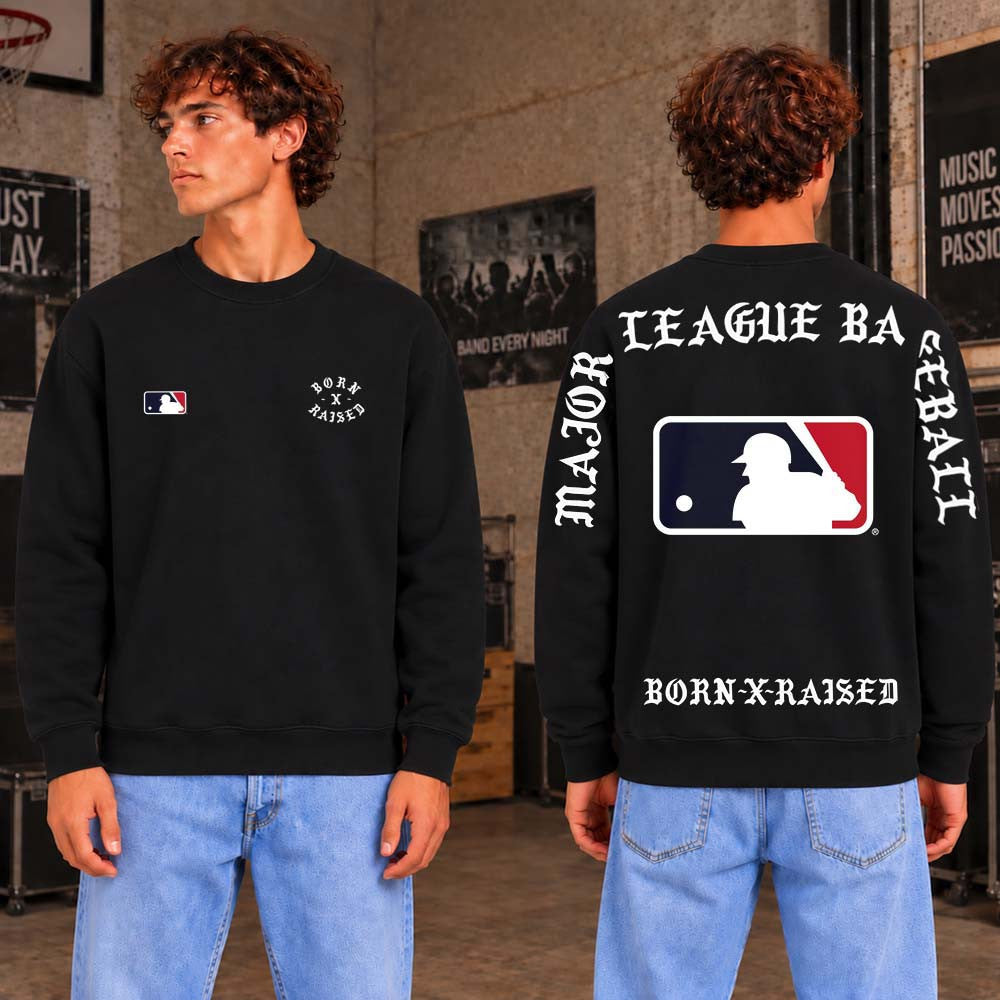 Born X Raised Merch MLB Shoulder Major League Base Ball Sweatshirt Gifts For Baseball Lover - Foxy23shop