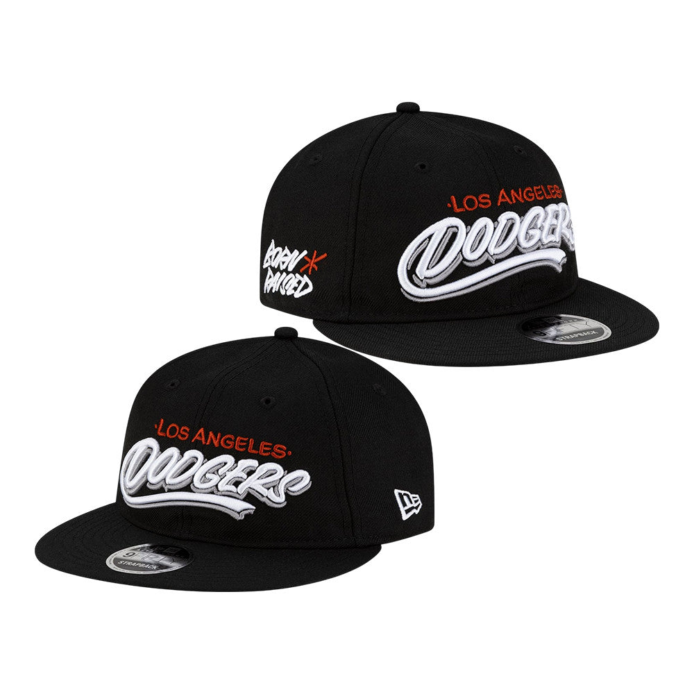Born x Raised Merch Los Angeles Dodgers New Era Black Retro Crown 9FIFTY Snapback Hat - Foxy23shop