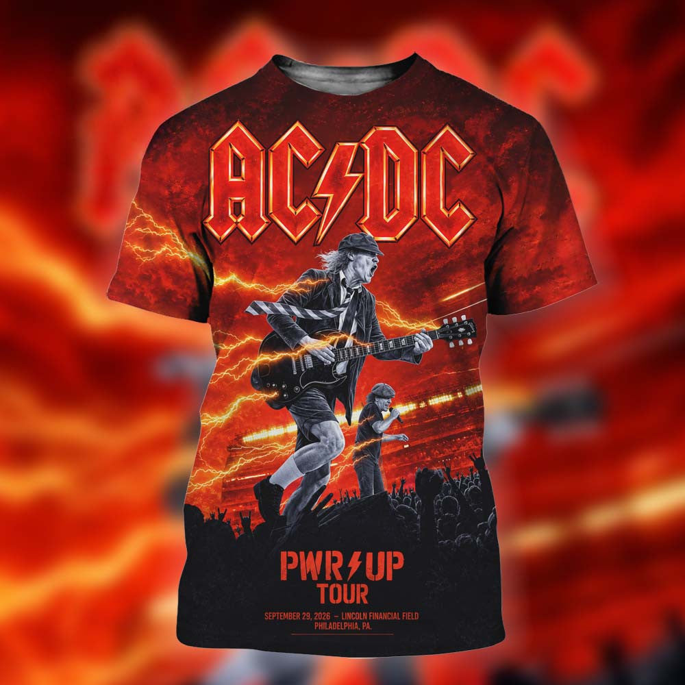 ACDC Philadelphia PA Event Poster T-Shirt AC DC Concert Outfits Rock Lover Presents - Foxy23shop