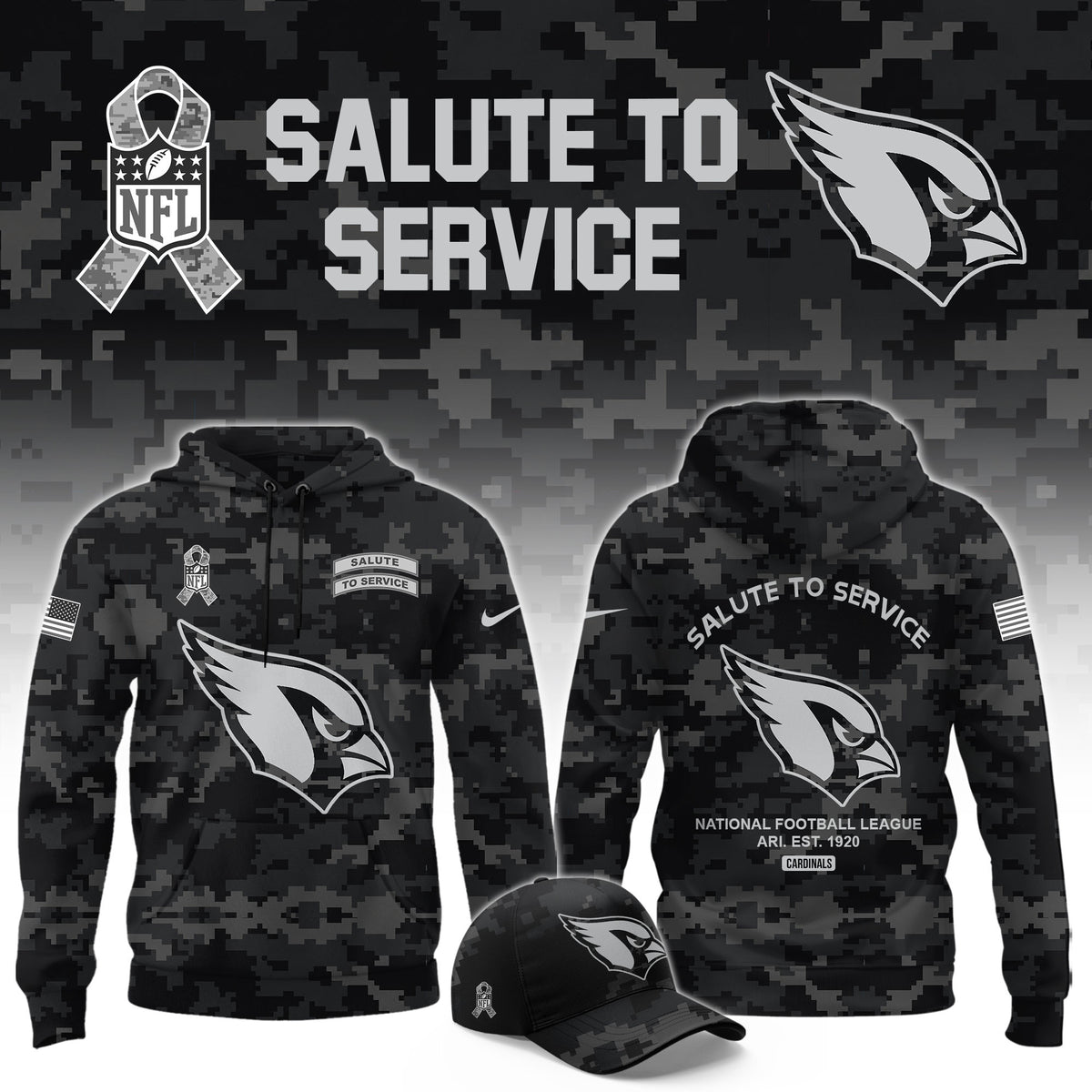 Arizona Cardinals Merch 2026 NFL Salute To Service Hoodie Presents For Cardinals Fans - Foxy23shop