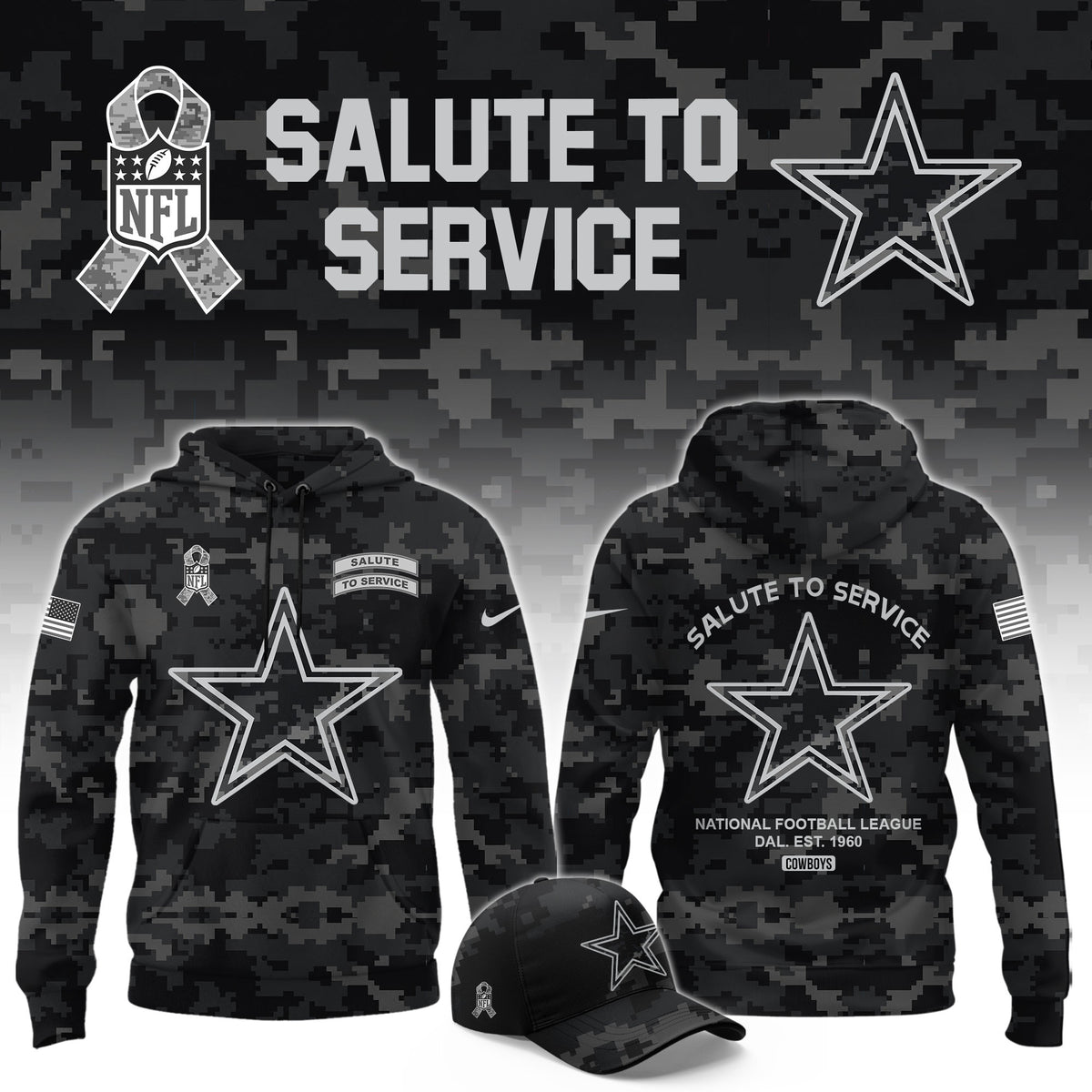 Dallas Cowboys Merch 2026 NFL Salute To Service Hoodie Presents For Fans - Foxy23shop