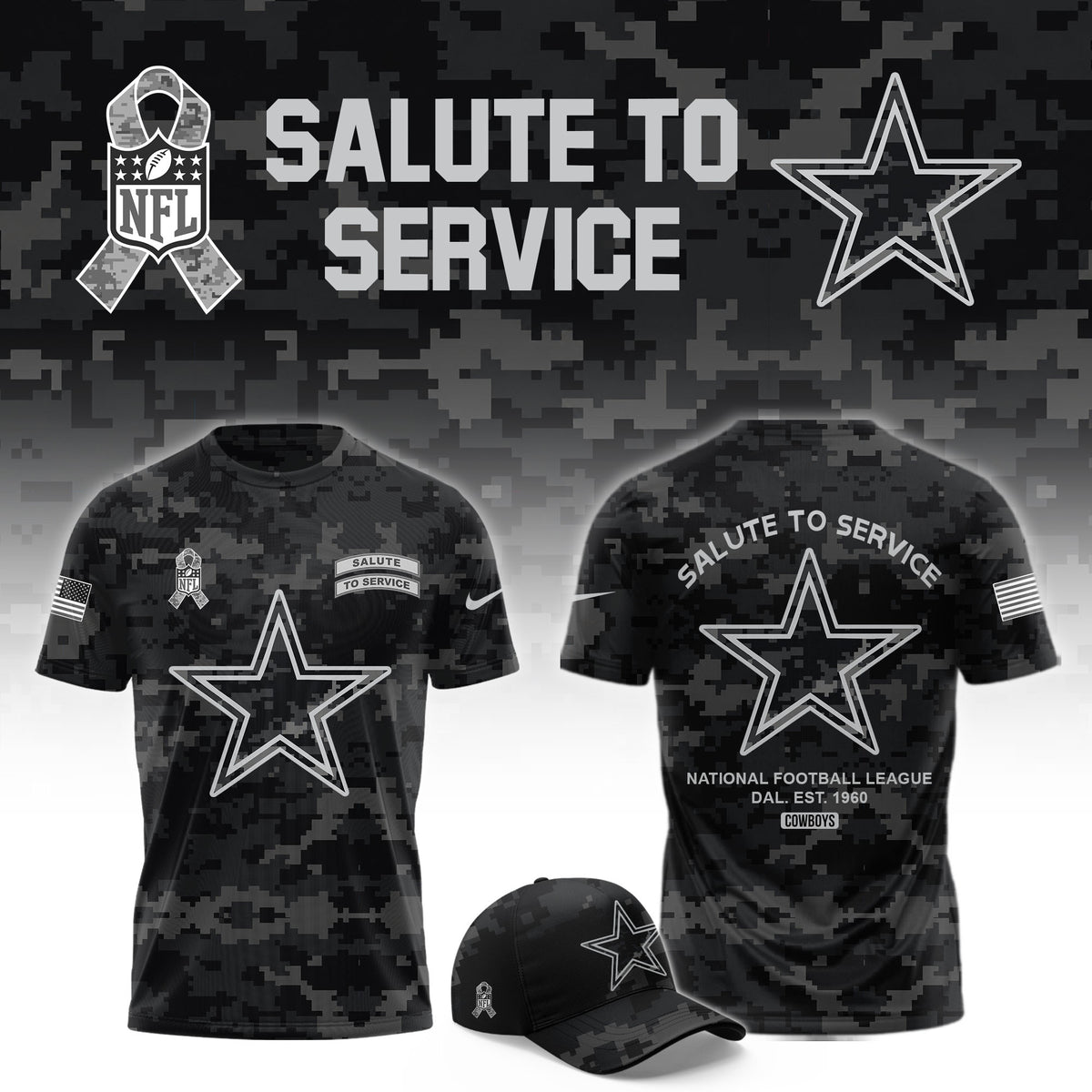 Dallas Cowboys Merch 2026 NFL Salute To Service T-Shirt Football Fan Gears - Foxy23shop