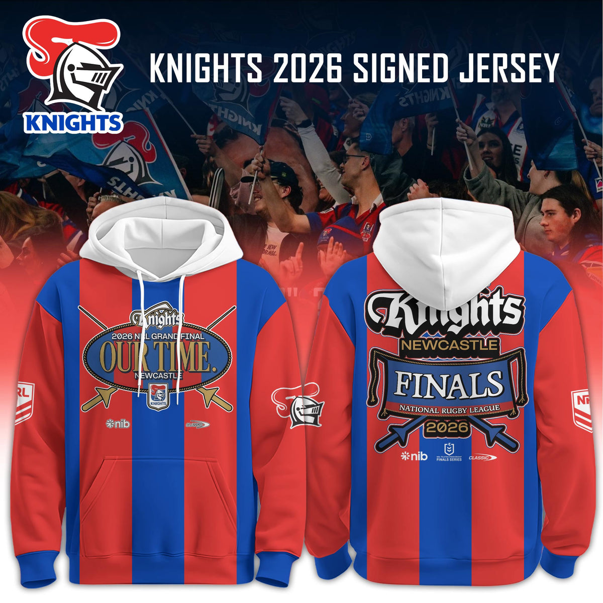 Newcastle Knights Merch 2026 Grand Final Our Time Hoodie Newcastle Knights Clothing Fan Gear - Foxy23shop