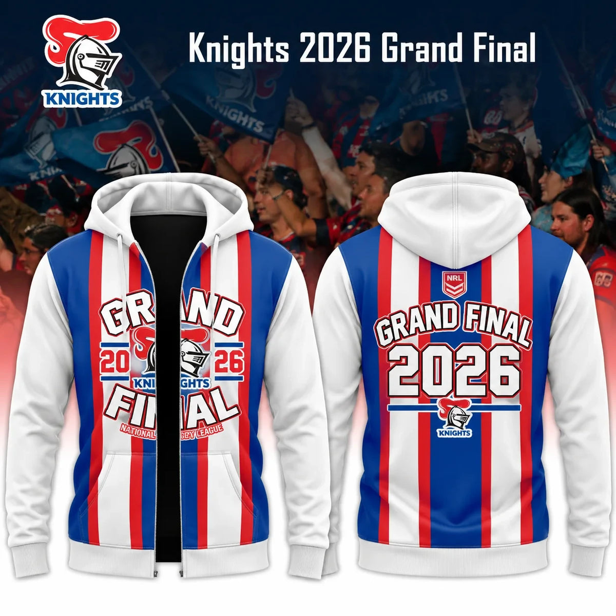 Newcastle Knights Merch NRL 2026 Grand Final Zip Hoodie Presents Ideas For Newcastle Knights Fans - Foxy23shop
