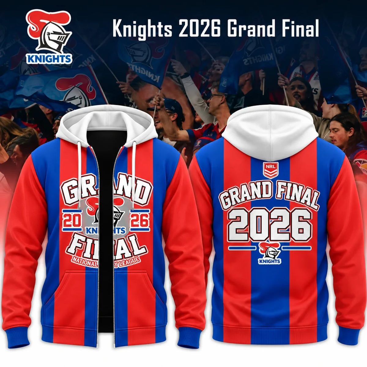 Newcastle Knights Merch NRL 2026 Grand Final Zip Hoodie Presents For Rugby Lovers - Foxy23shop