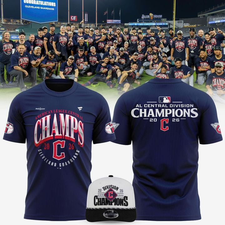 Cleveland Guardians Merch 2026 AL Central Division Champions Shirt Baseball Lover Gift - Foxy23shop