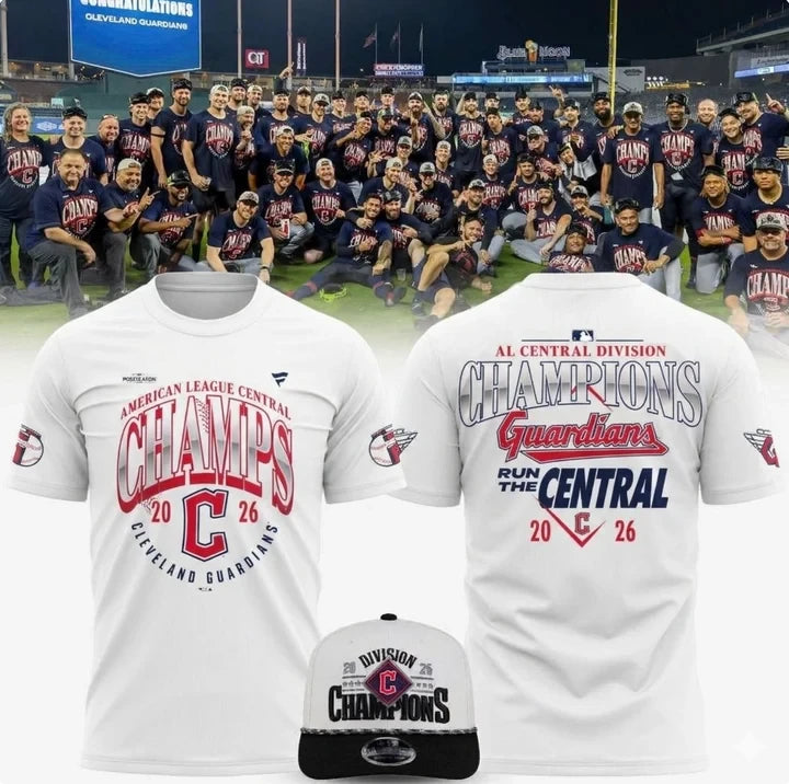 Cleveland Guardians Merch 2026 AL Central Division Champions T-Shirt Gifts For Baseball Lovers - Foxy23shop