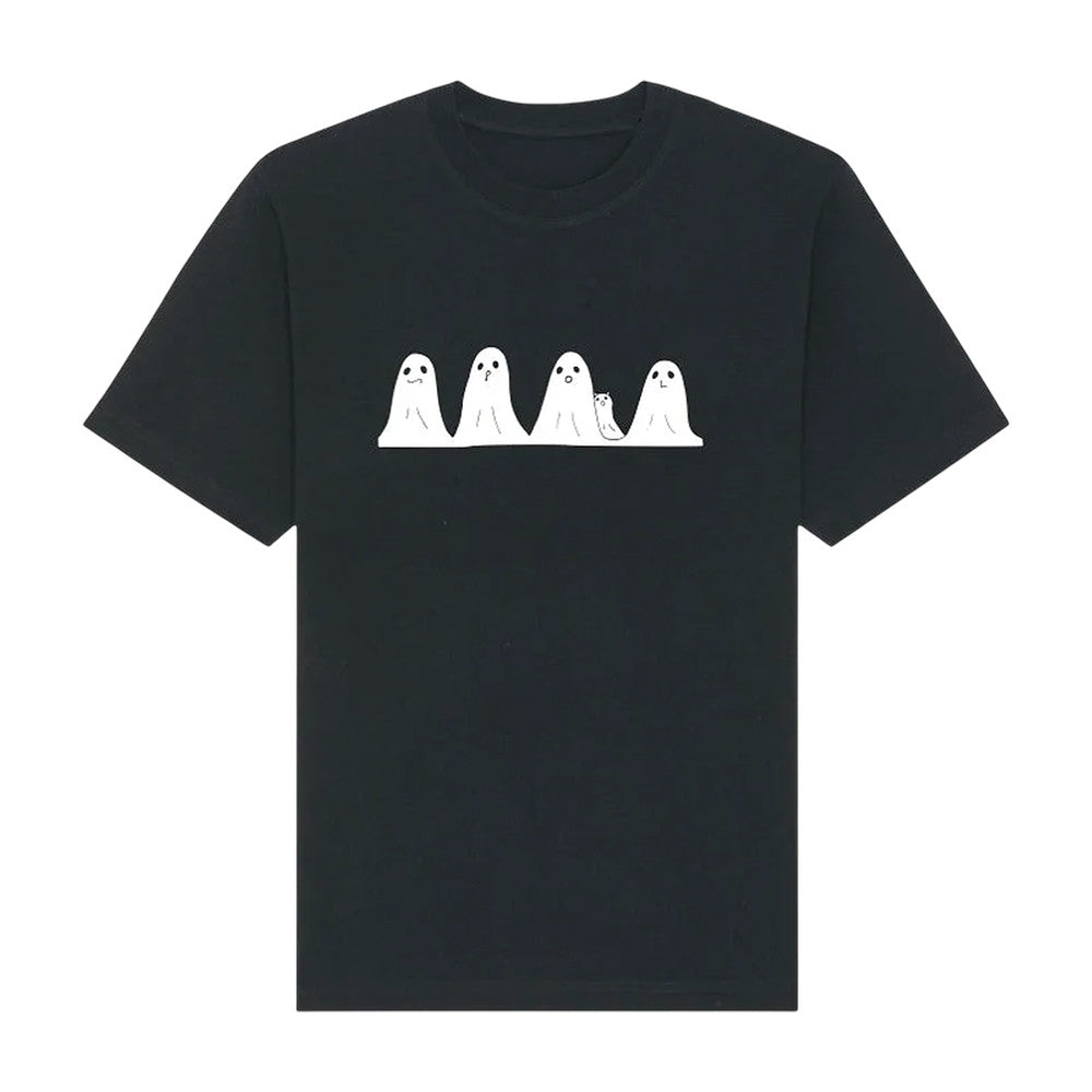 Black Screen Records Spooky Ghost Black T-Shirt Presents For Streetwear - Foxy23shop
