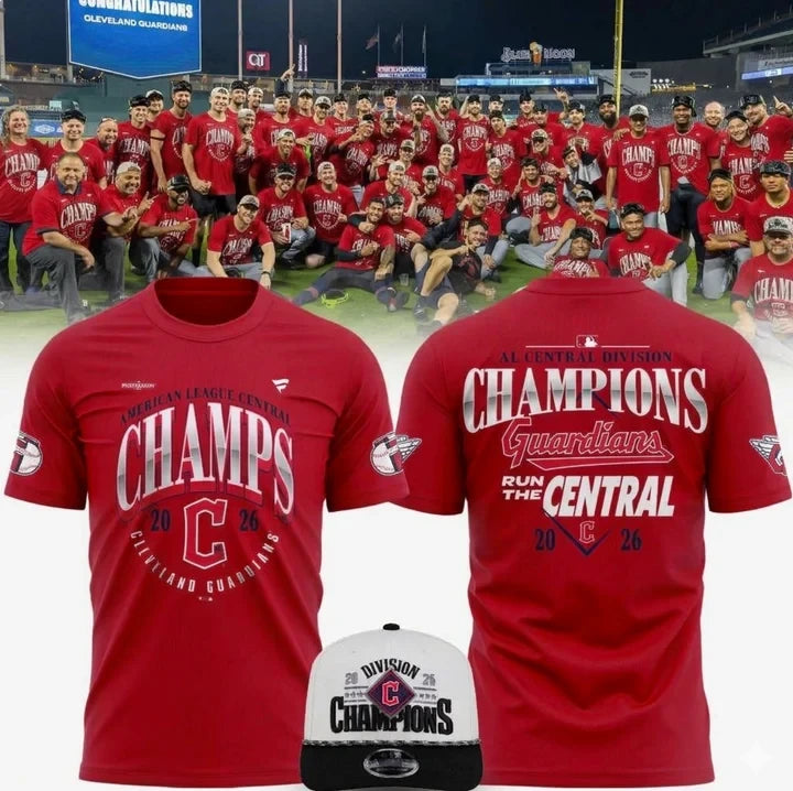 Cleveland Guardians Merch 2026 AL Central Division Champions T-Shirt Gifts For Baseball Fans - Foxy23shop