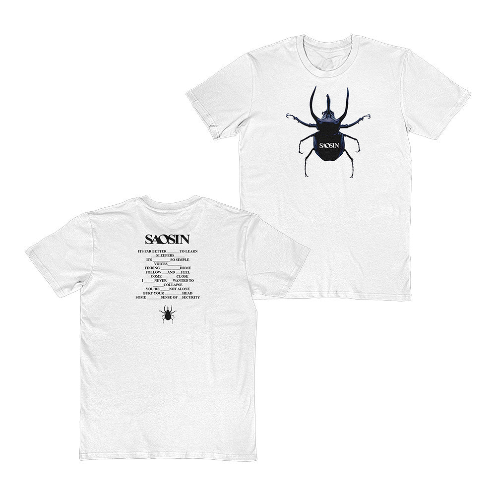 Saosin Store Merch Beetle Basic White T-Shirt Best Presents For Saosin Fans - Foxy23shop