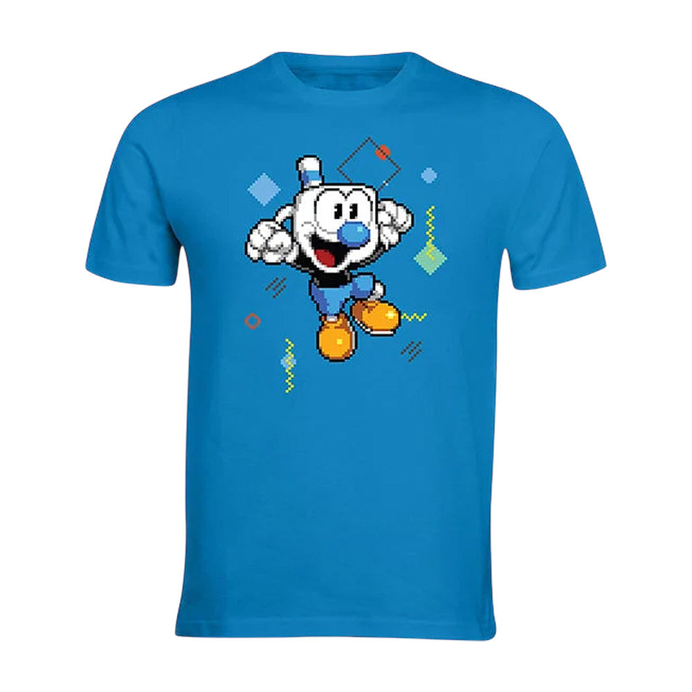 Black Screen Records Mighty Cuphead Adventure Pixel Art Mugman T-Shirt Black Screen Records Merch Gift Ideas - Foxy23shop