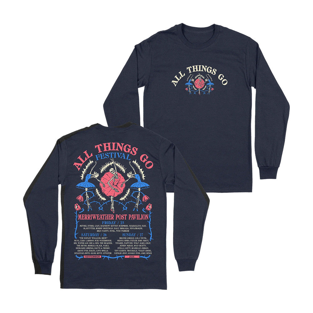 All Things Go Festival Merch DC Skeleton Ball Long Sleeve Shirt Music Lover Gifts - Foxy23shop