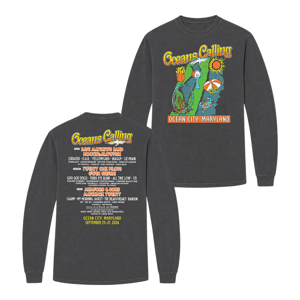 Oceans Calling Festival Merch Map Lineup Long Sleeve Shirt Gifts For Music Lovers - Foxy23shop