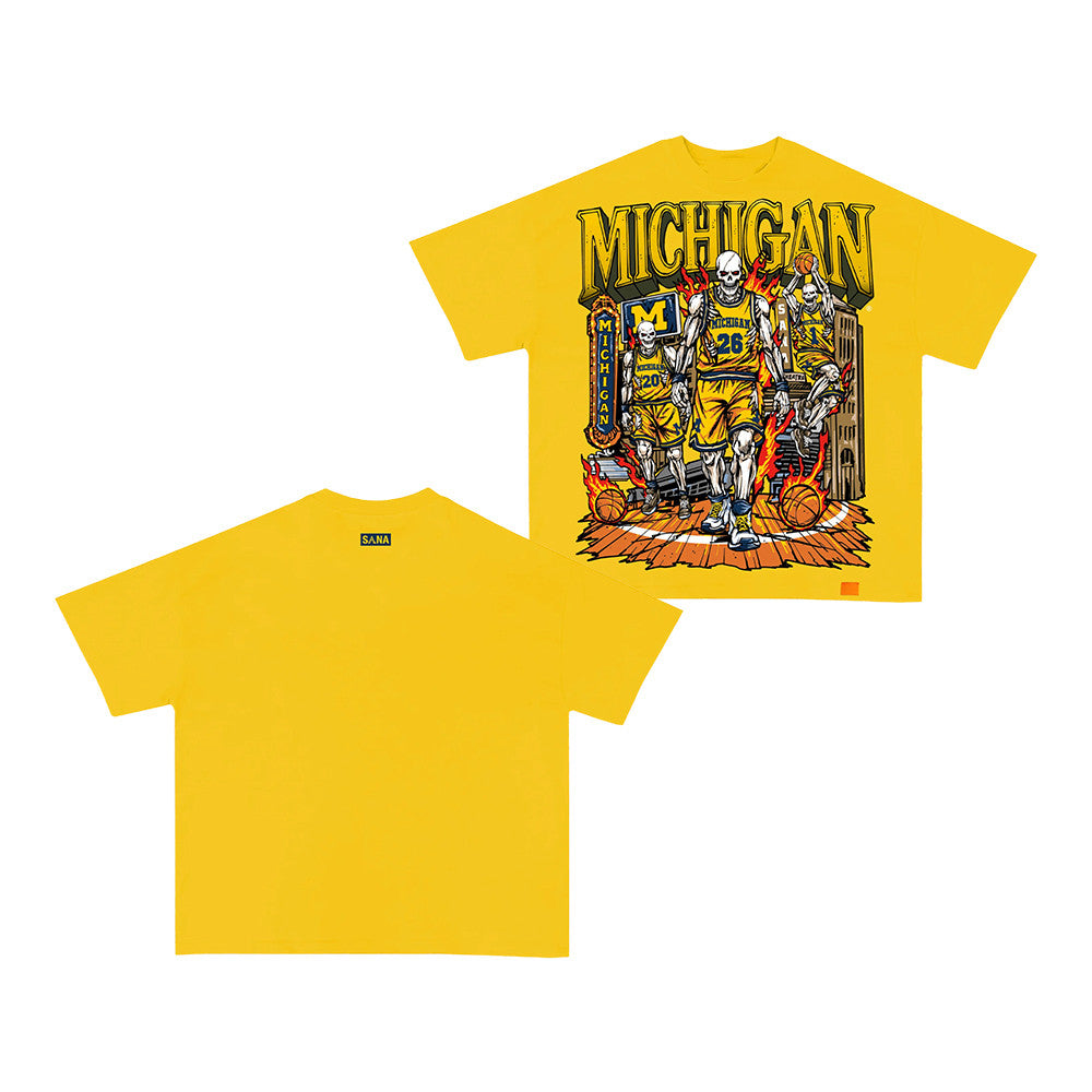 Sana Merch Michigan Skelly MaizeT-Shirt Unique Gifts For Boyfriend - Foxy23shop