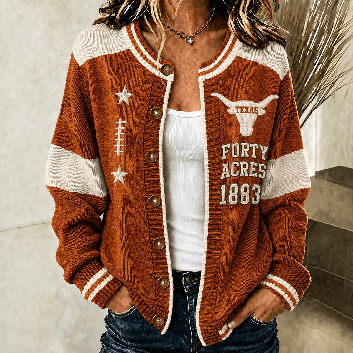 Texas Longhorns Merch 2026 NCAA Forty Acres 1883 Cardigan Gifts For Longhorns Nation - Foxy23shop