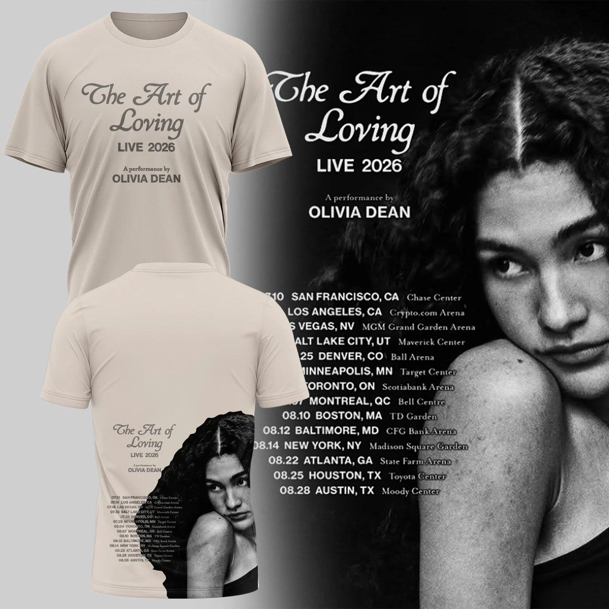 Olivia Dean x Texas Longhorn Merch The Art Of Loving Live Tour 2026 T-Shirt Music Lover Gifts - Foxy23shop