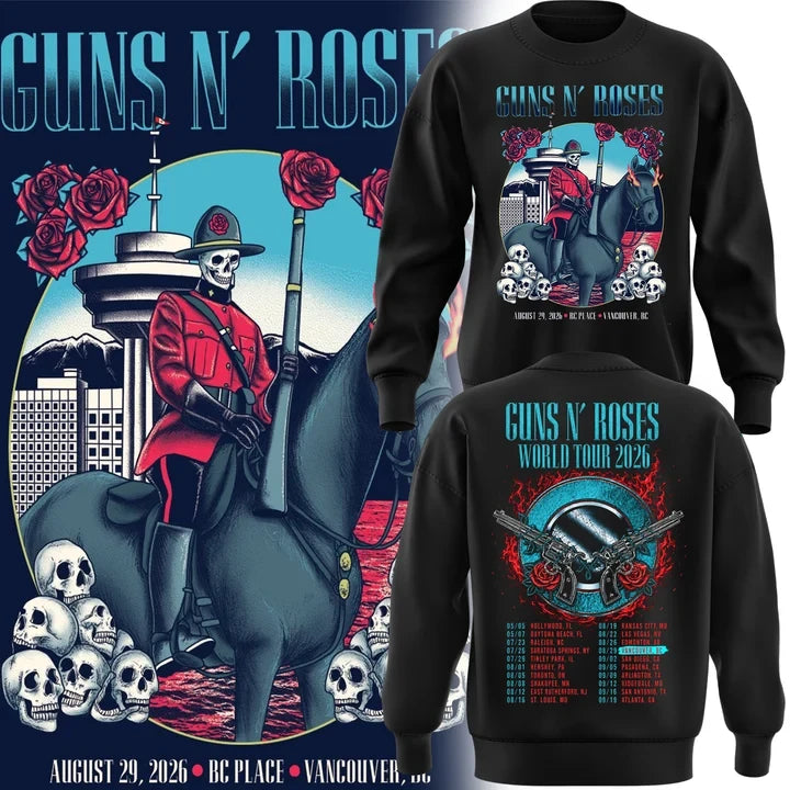Guns N Roses Merch BC Place Vancouver 2026 Tour Sweatshirt Guns N Roses Clothing Fan Gifts - Foxy23shop