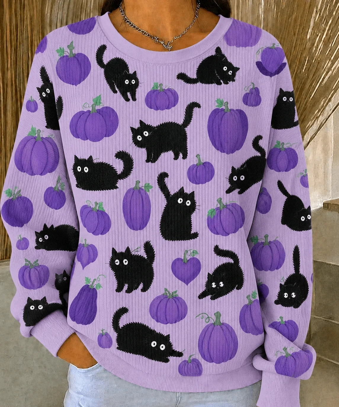 Alzheimers Awareness Black Cat Sweatshirt Spooky Season Apparel Cat Lovers Gifts - Foxy23shop