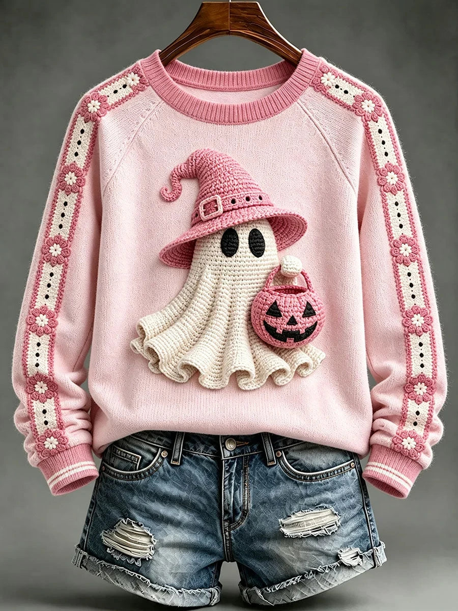 Breast Cancer Awareness Ghost Sweatshirt Spooky Season Apparel Gifts Idea For Fans - Foxy23shop