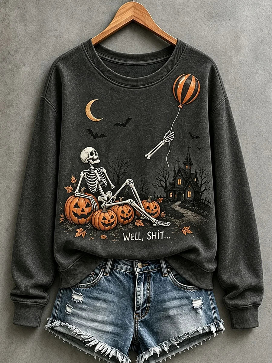 Funny Skeleton Halloween Sweatshirt Holiday Clothing Halloween Gifts For Sister - Foxy23shop