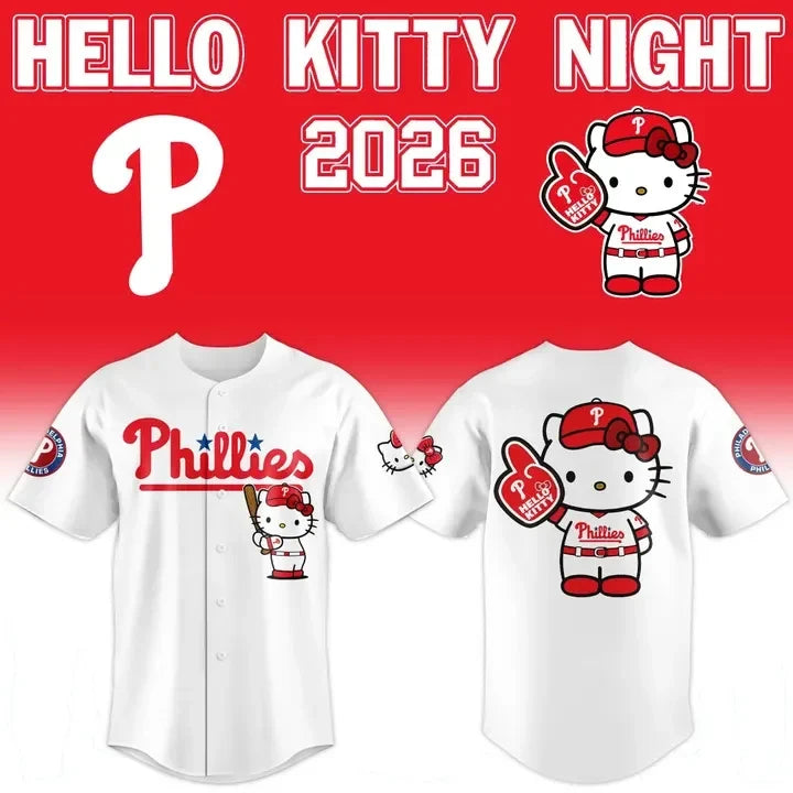 Philadelphia Phillies 2026 Hello Kitty Night Baseball Jersey Philadelphia Phillies Merch Fan Gear - Foxy23shop