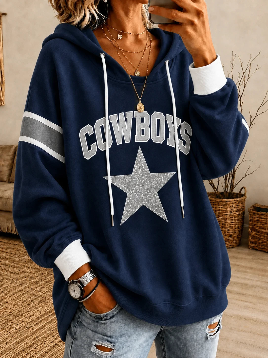 Dallas Cowboys Logo Graphic Hoodie Dallas Cowboys Hooded Sweatshirt Gifts For Fans - Foxy23shop