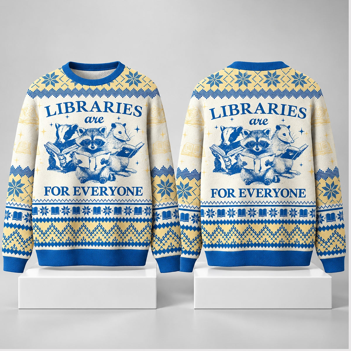 Libraries Are For Everyone Christmas 2026 Ugly Sweater Christmas Gifts For Bookworms - Foxy23shop