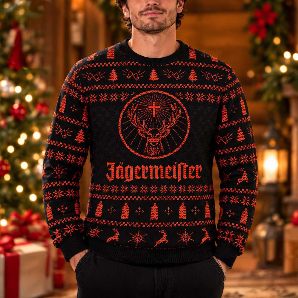 Jagermeister Classic Logo Orange And Black Christmas Ugly Sweater 2026 Xmas Clothing Gifts For Dad - Foxy23shop