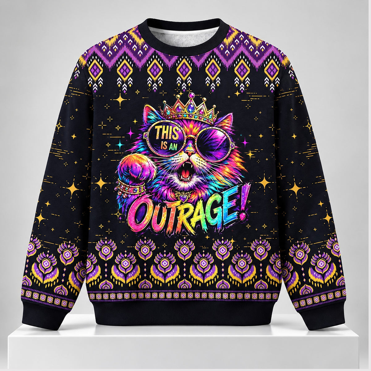 This Is An Outrage Cat Christmas 2026 Ugly Sweater Xmas Apparel Christmas Gifts For Cat Mom - Foxy23shop