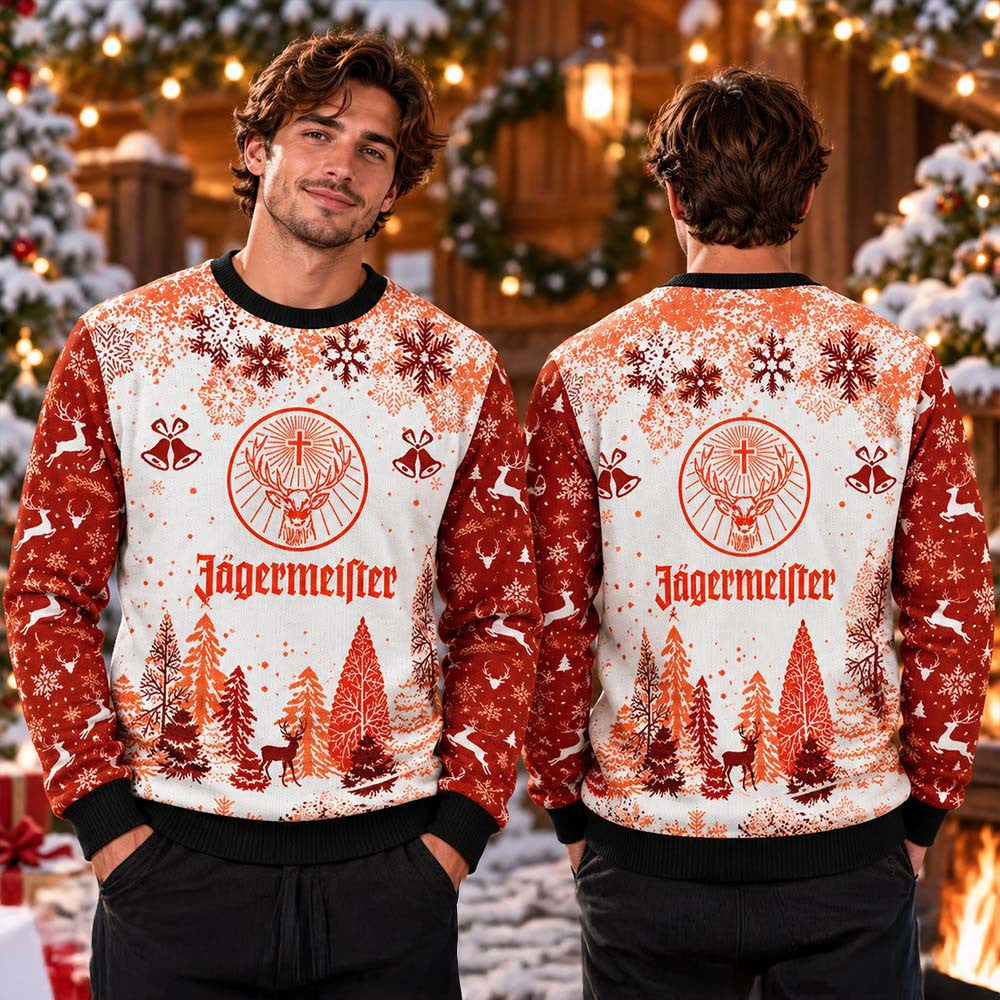 Jagermeister Big Logo Chirstmas Pattern Ugly Sweater 2026 Xmas Clothing Gifts For Christmas - Foxy23shop