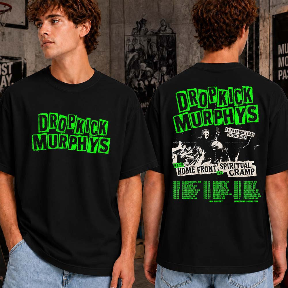 Dropkick Murphys 2027 St Patrick's Day Tour Merch Tee Back Sided Line Up T-Shirt Dropkick Murphys Fan Gifts - Foxy23shop
