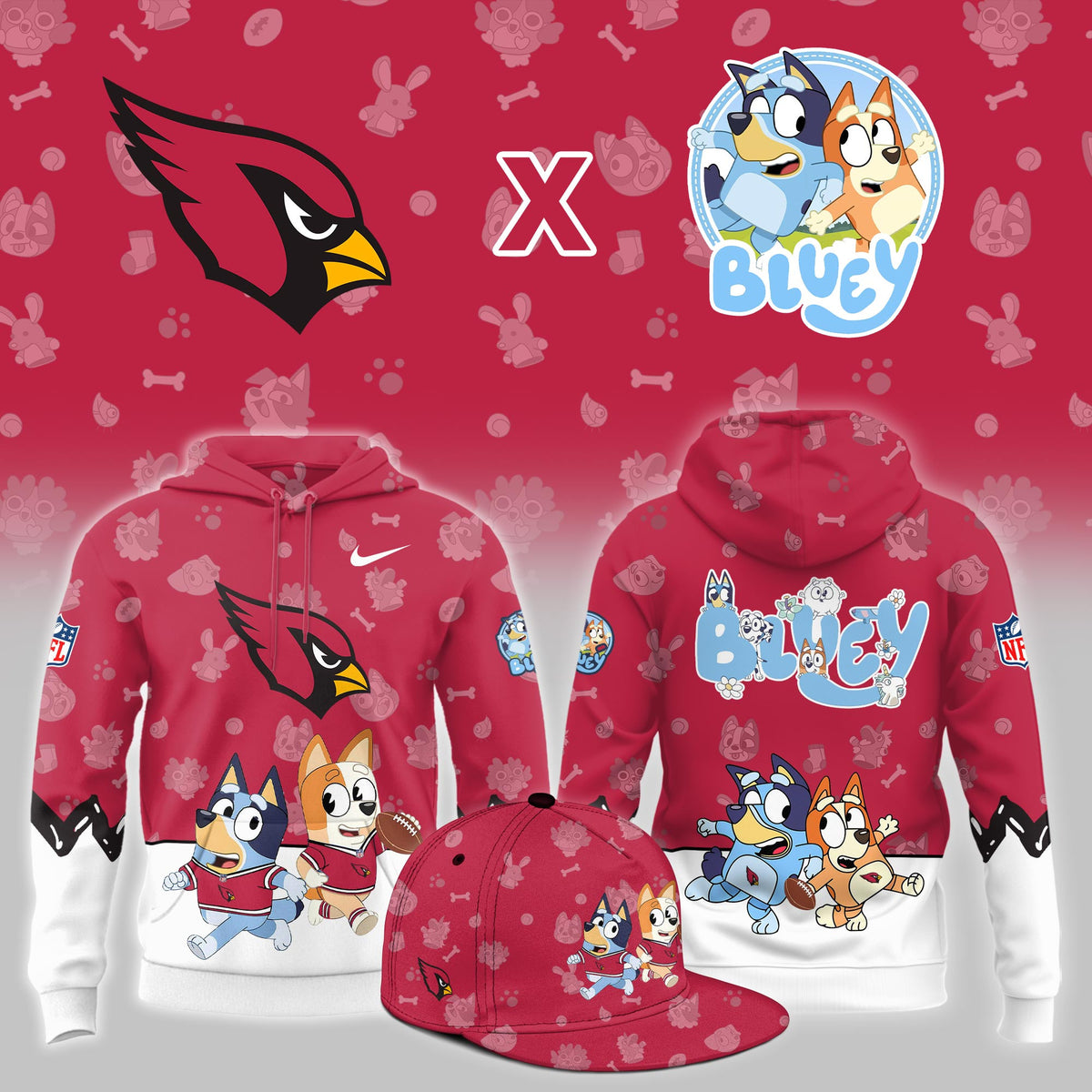 Arizona Cardinals x Bluey 2026 NFL Hoodie Arizona Cardinals Apparel - Foxy23shop