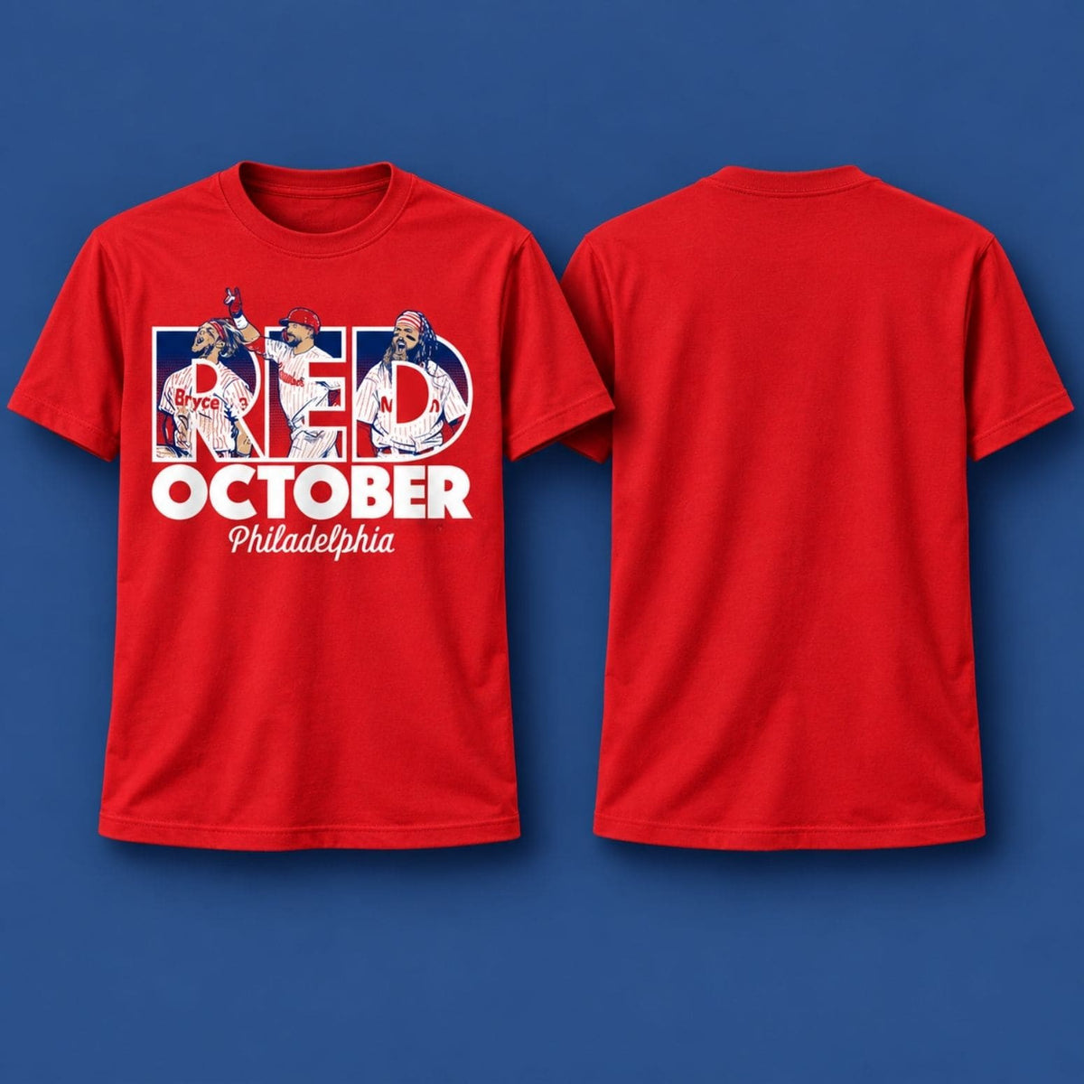 Kyle Schwarber Bryce Harper Brandon Marsh Red October T-Shirt Gifts For Philadelphia Phillies Fans - Foxy23shop