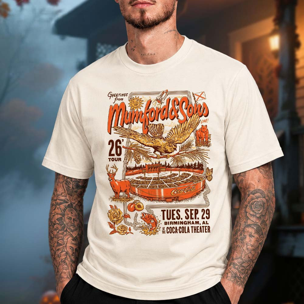 Mumford And Sons Birmingham AL Event Poster T-Shirt Mumford And Sons Merch Music Lover Gifts - Foxy23shop