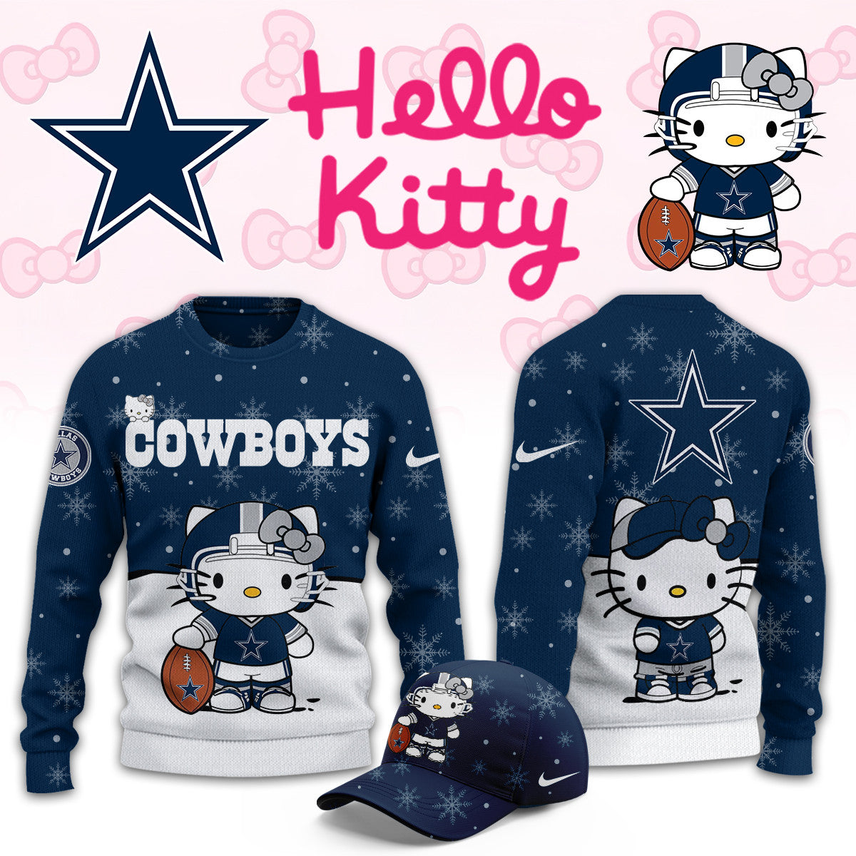 Custom Dallas Cowboys X Hello Kitty Hoodie Dallas Cowboys Clothing Best Fan Gears - Foxy23shop