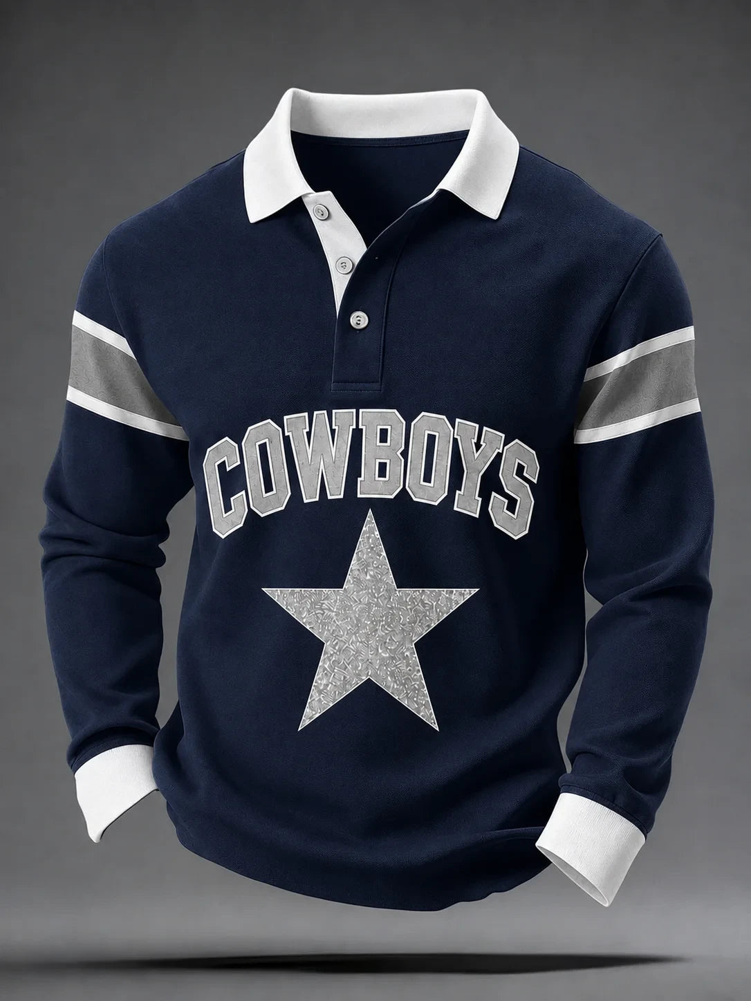 Dallas Cowboys Football Art Polo Long Sleeve Shirt Dallas Cowboys Gears - Foxy23shop