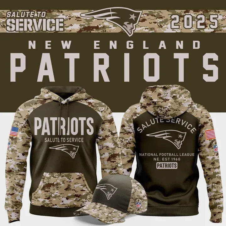 New England Patriots Merch 2026 NFL X Salute To Service Hoodie New England Patriots Apparel - Foxy23shop
