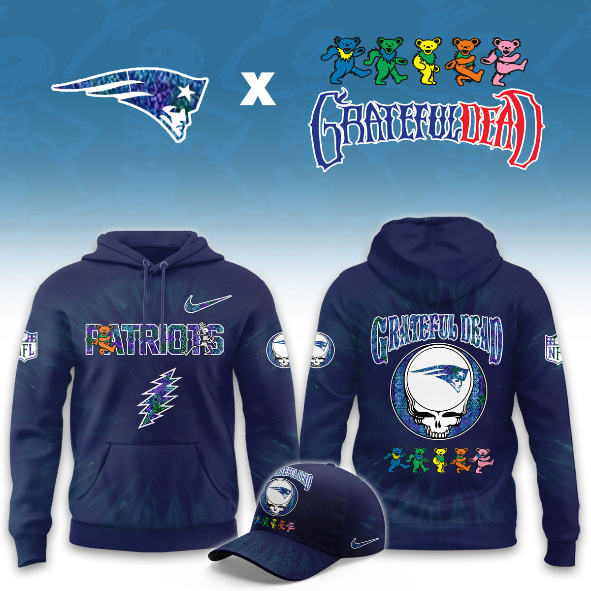 New England Patriots x Grateful Dead 2026 NFL Hoodie Best Gifts For Pat Nations - Foxy23shop