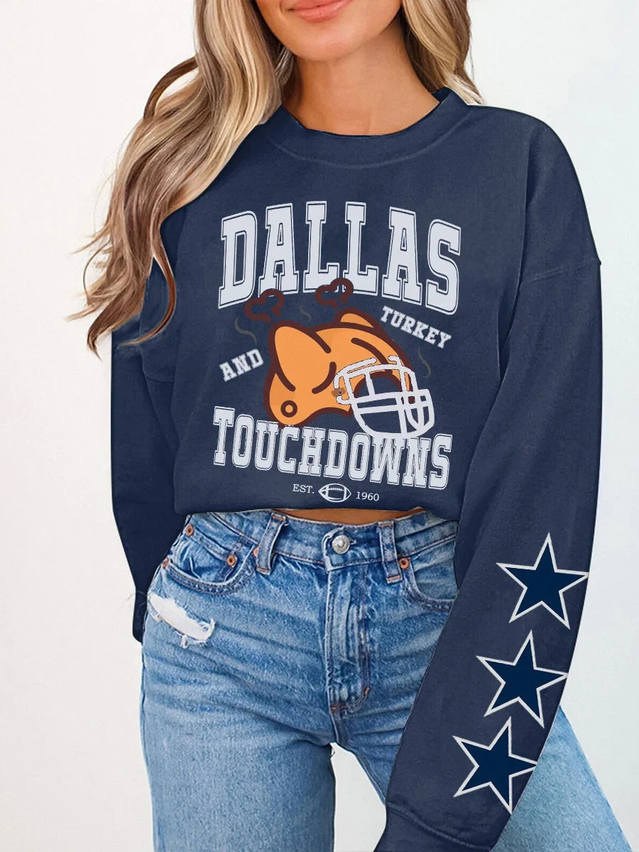 Dallas Cowboys Merch Dallas And Turkey Touchdown Sweatshirt Best Gifts For Cowboys Nation - Foxy23shop